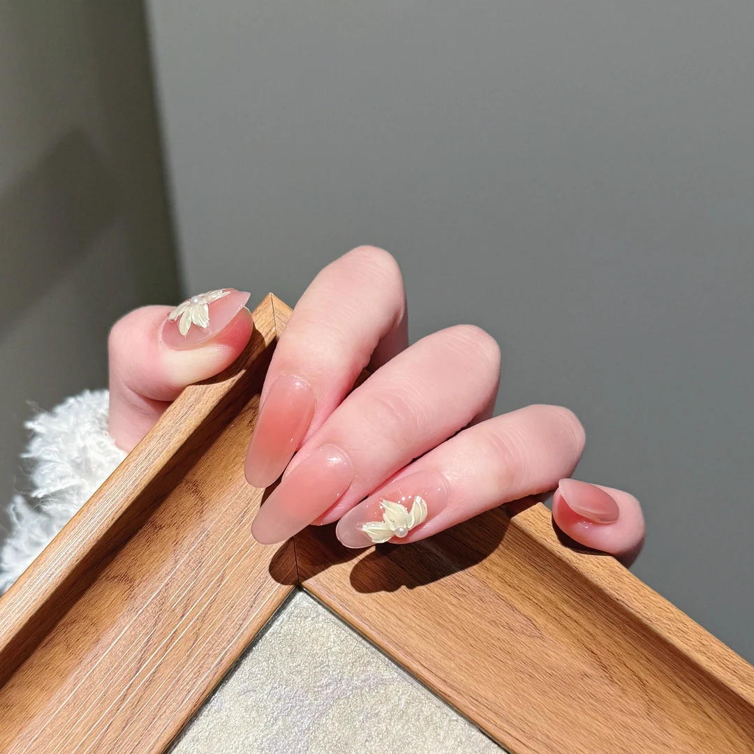 【冰花】纯手工穿戴甲晕染撞色高级感显白温柔氛围感美甲甲片