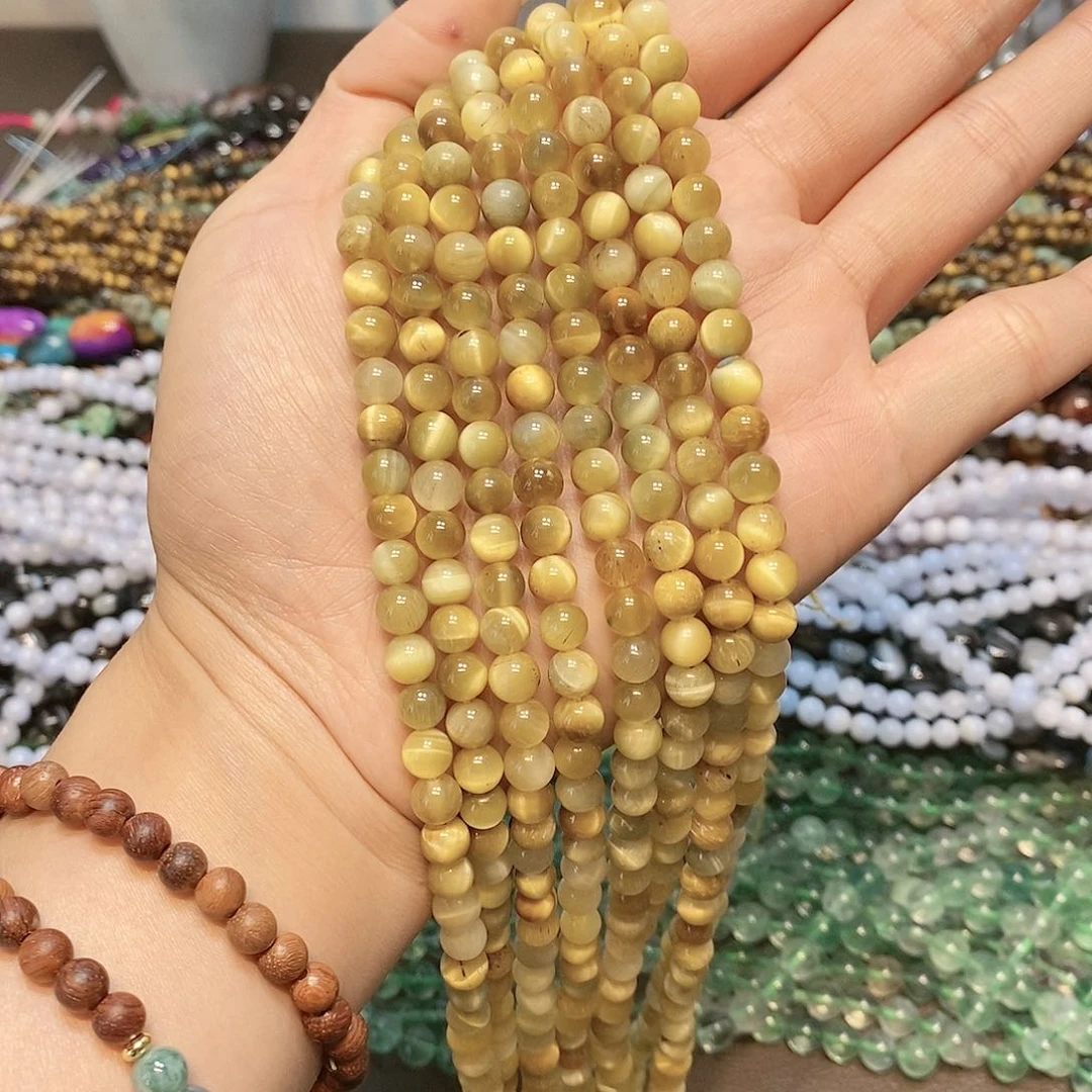 玛瑙/玉髓散珠6mm金虎眼一条