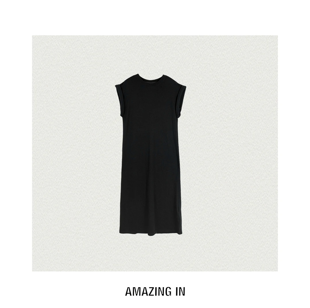 AMAZING IN 春夏懒惰极简微A廓形短袖连衣裙A250611-AI56BDR2F163