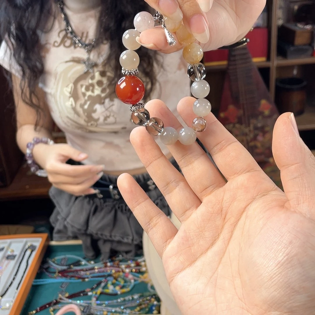 水晶手链银S925镀金镶嵌