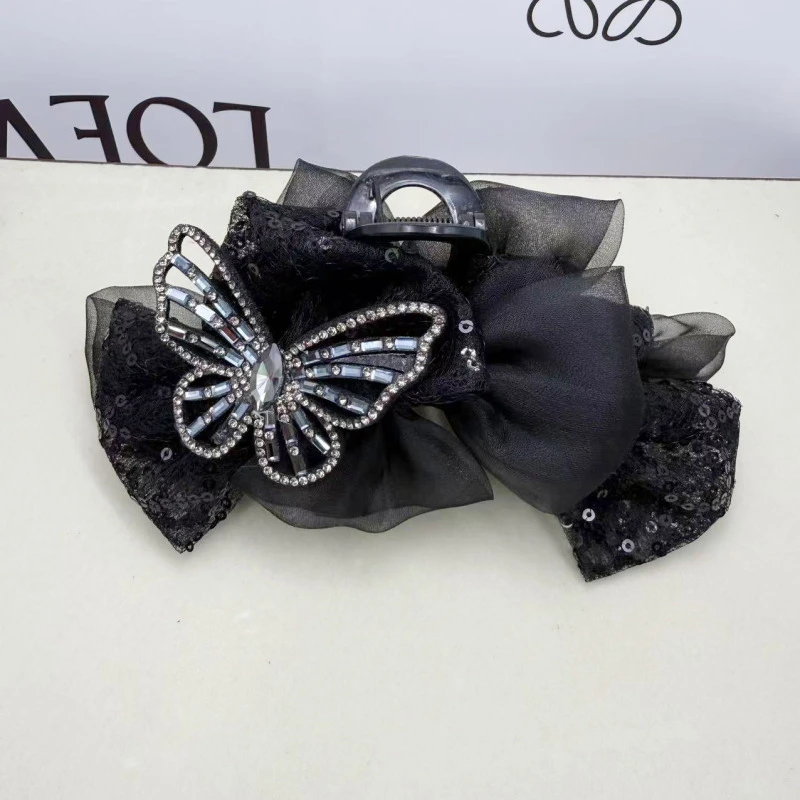 诗泊雅 夏季新款式纯手工重工设计蝴蝶鲨鱼夹