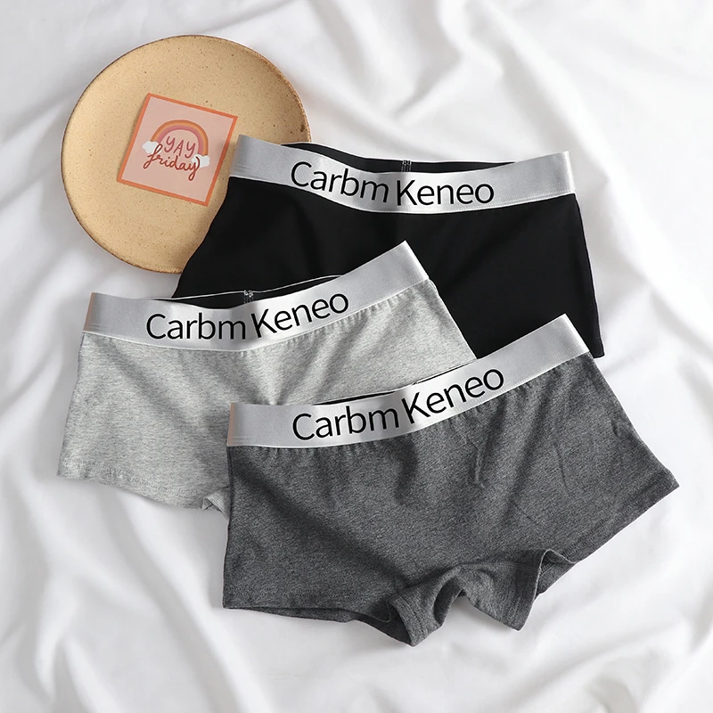 四角短裤女纯色棉质中腰女士弹力中性短裤运动宽边平角裤简约t潮