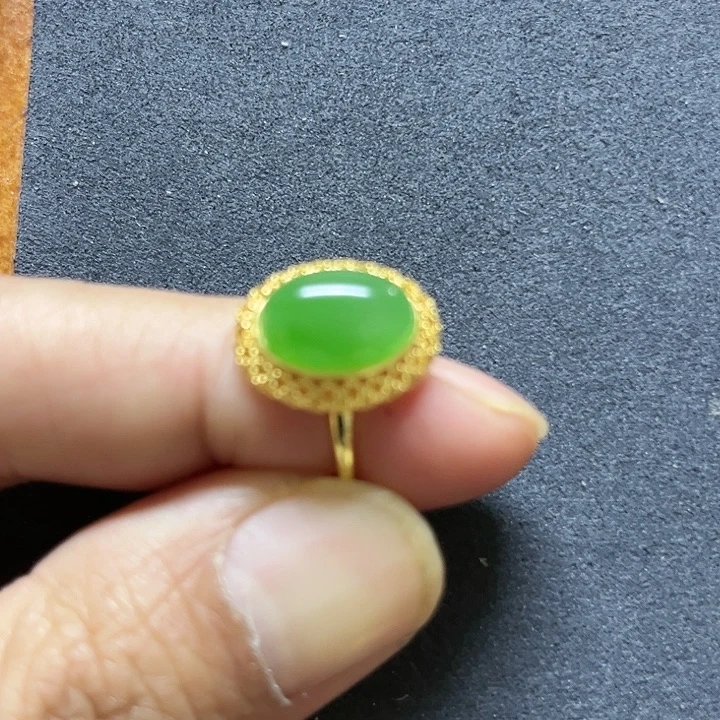 和田玉戒指银S925镶嵌