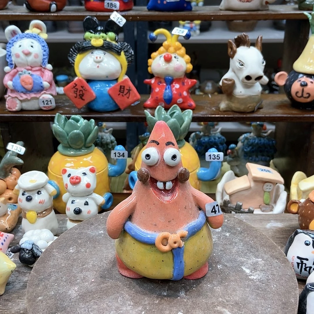 摆件嘘**你直播间手工抽象陶瓷摆件479