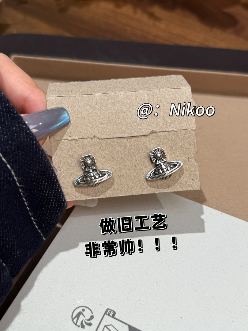 铜合金耳饰 【做旧款浮雕耳钉】土星耳钉轻奢小众个性