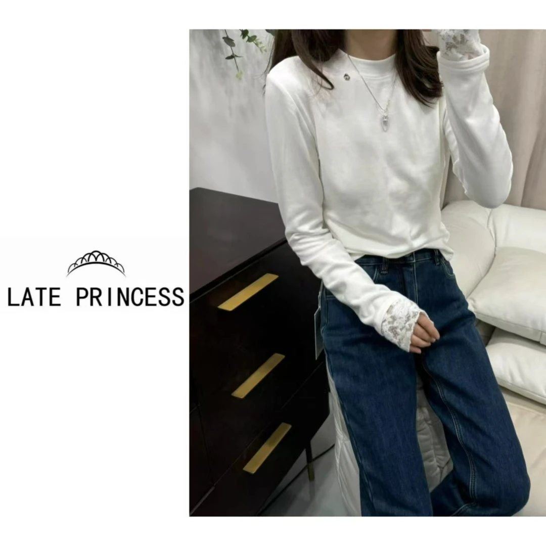 LATEPRINCESS【小蕾丝】2024新款德绒袖口小蕾丝女士新款过年衣服