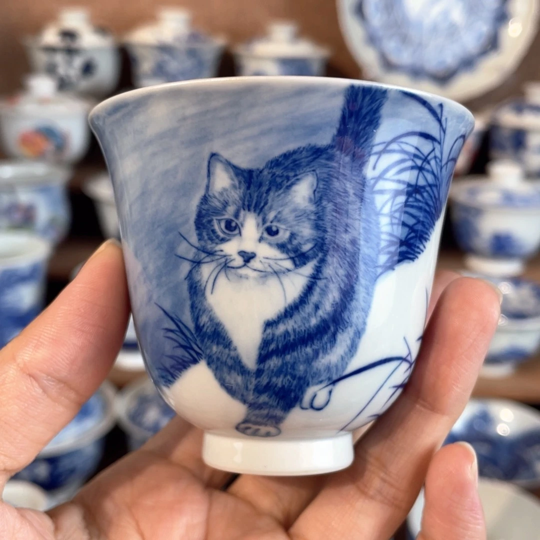 泥藝瓷梦猫咪铃铛杯