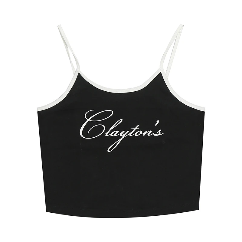 【W823】大码性感街头风印花小吊带胖MM宽松遮肉撞色背心