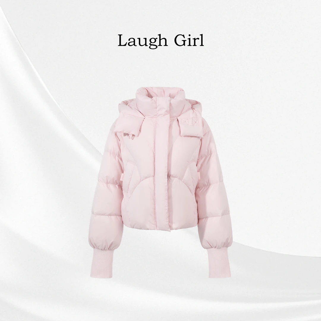 楚楚君 Laugh girl【少女粉】新款时尚百短款带帽羽绒服Y3557018J