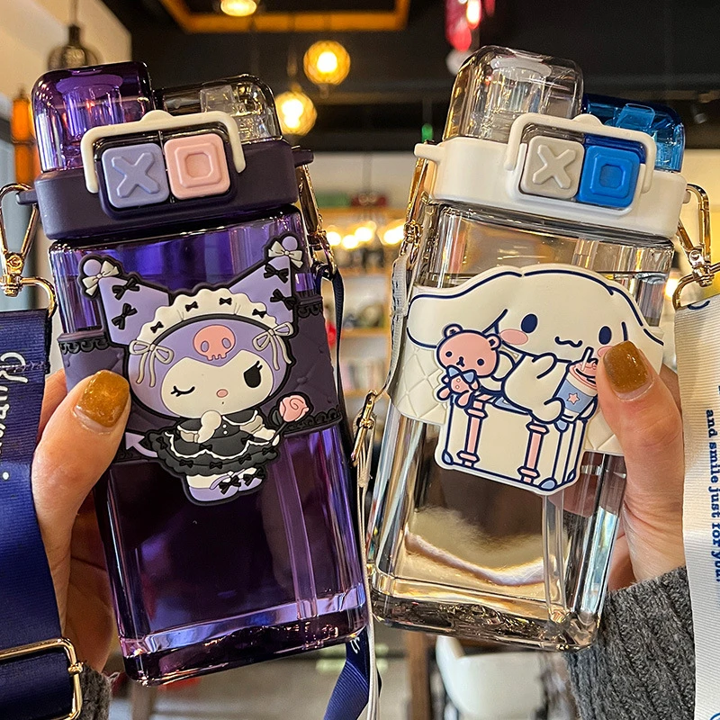 三丽鸥可爱卡通双饮水杯带提绳直身小学生上学必备杯子Tritan材质