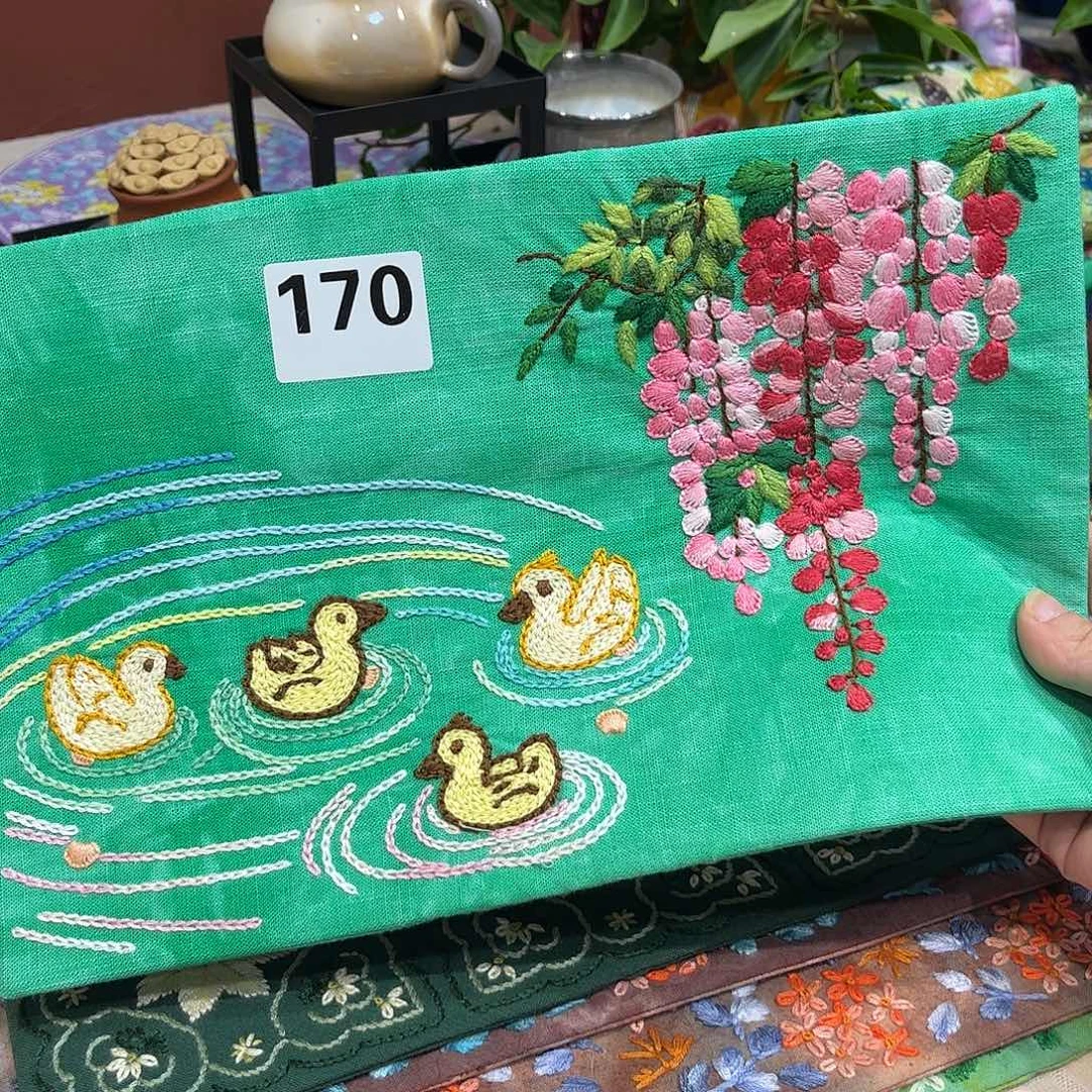 青***儿规格20.30刺子绣茶席