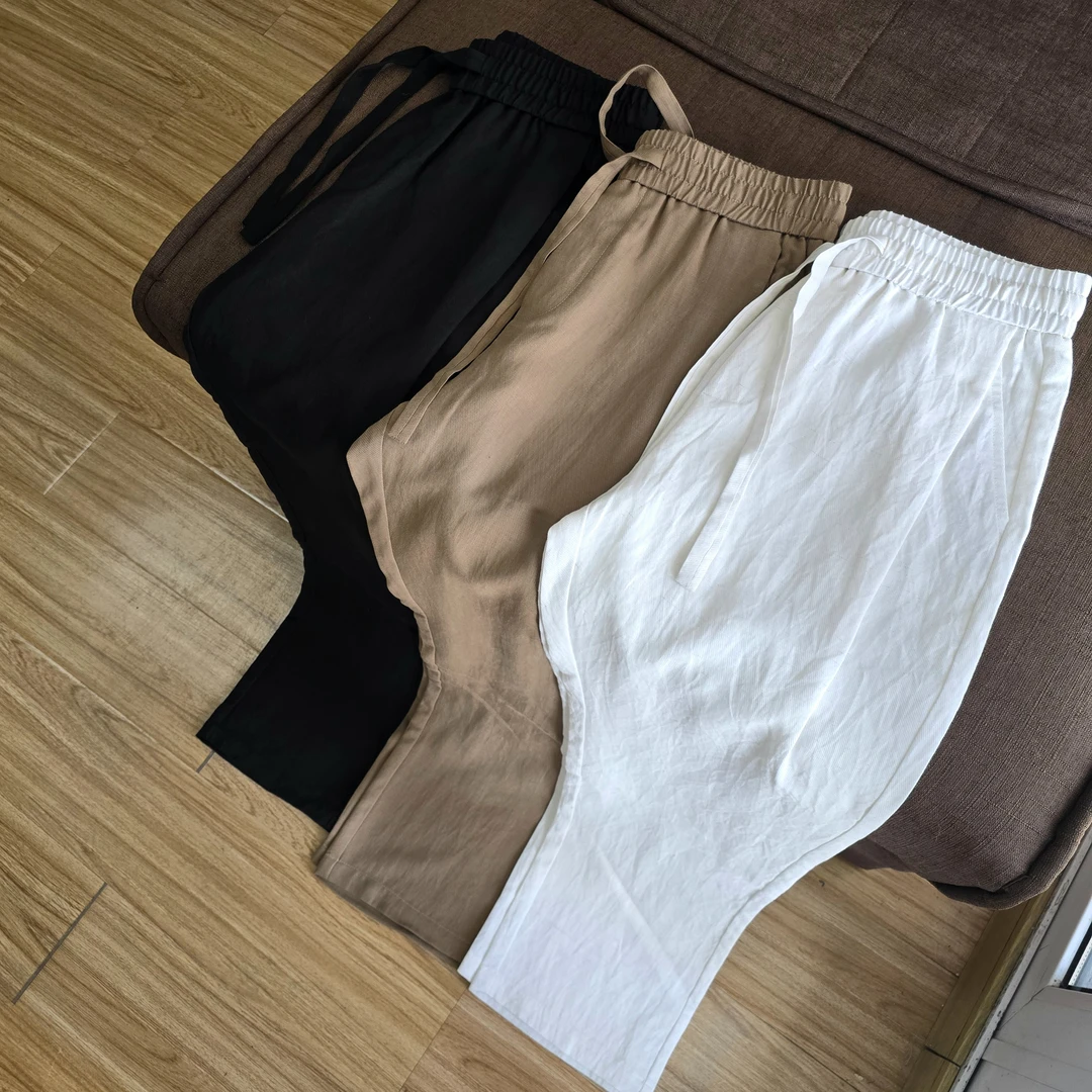 2025年夏季铜氨丝百搭潮流运动个性撞色时尚经典男装休闲裤8028