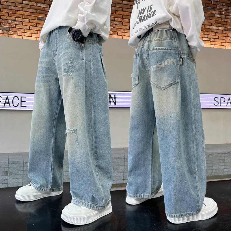 儿童装男童牛仔裤子春秋款2025新款春装长裤男孩中大童春季休闲潮