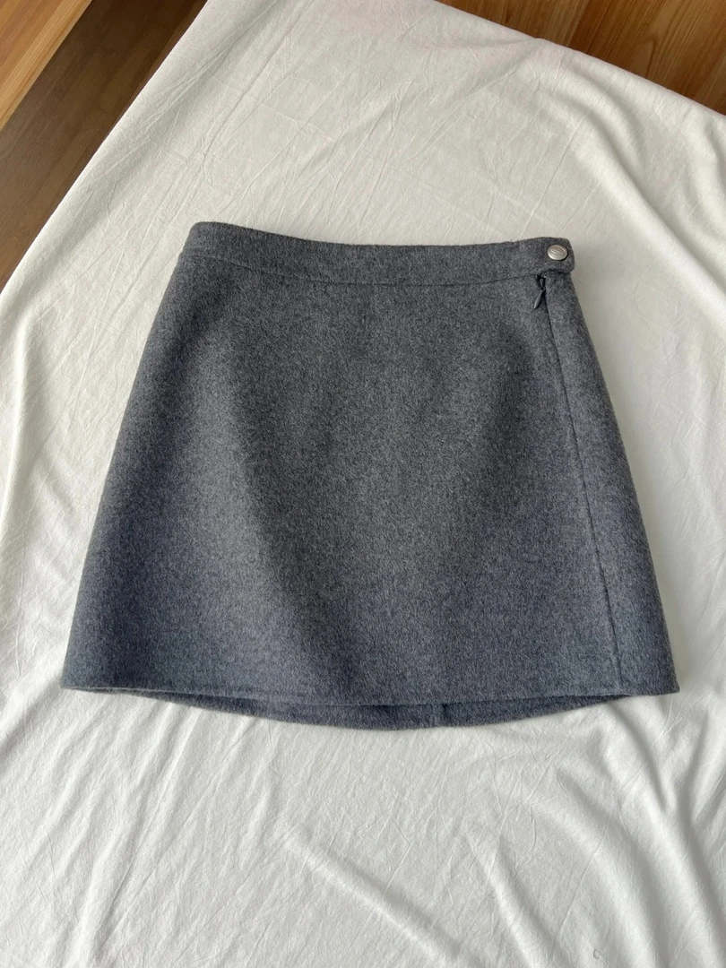 100羊毛！韩系氛围感新款纯色高腰显瘦气质A字短裙半身裙