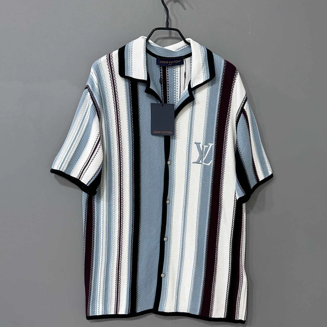 未使用 LouisVuitton/路易威登 刺绣条纹短袖衬衫/全新/S码/02423