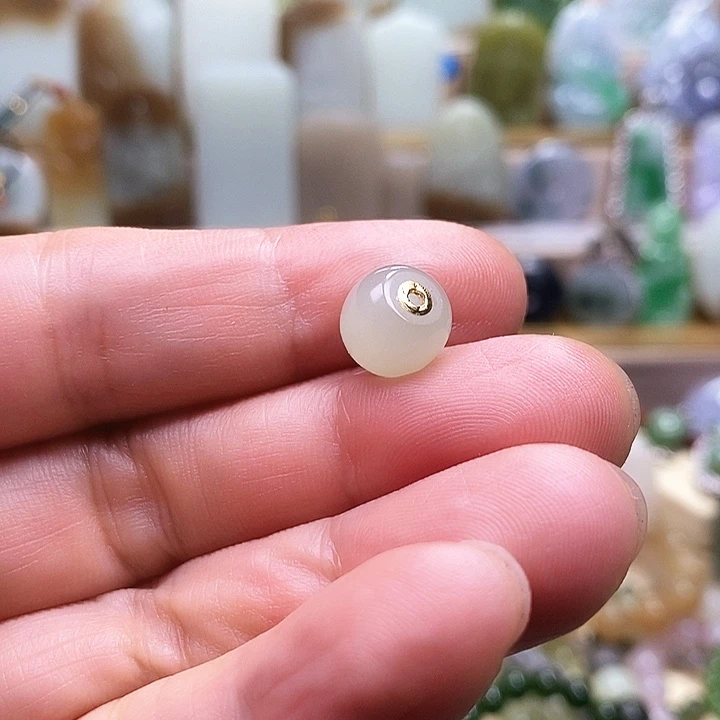 和田玉颈饰18K金镶嵌木**心