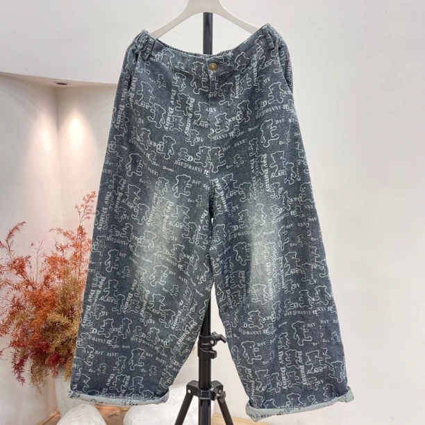 281春夏新款小熊织花牛仔裤女（微瑕）