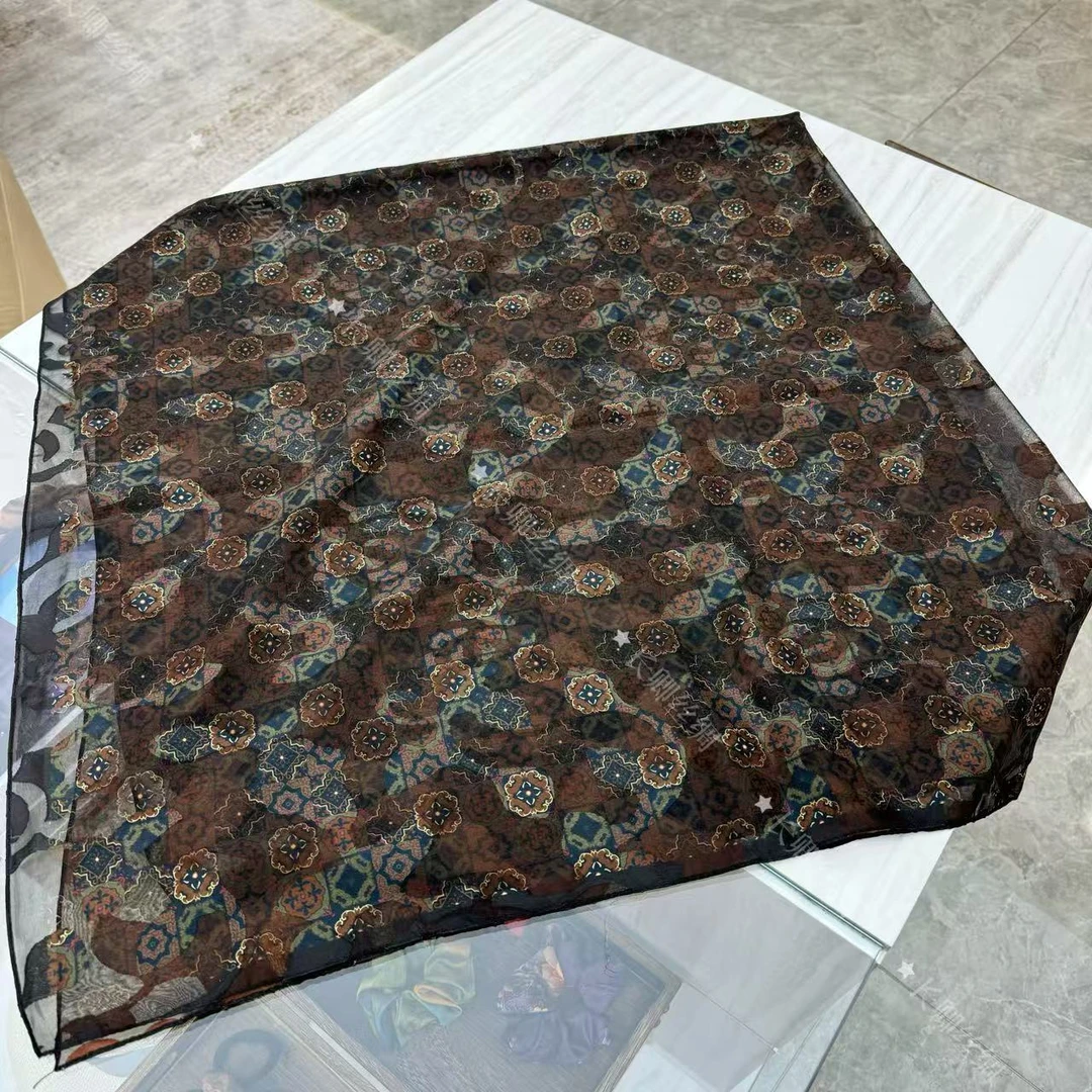 长卿【宝相花】轻奢烧花高定大方巾140*140（L033）