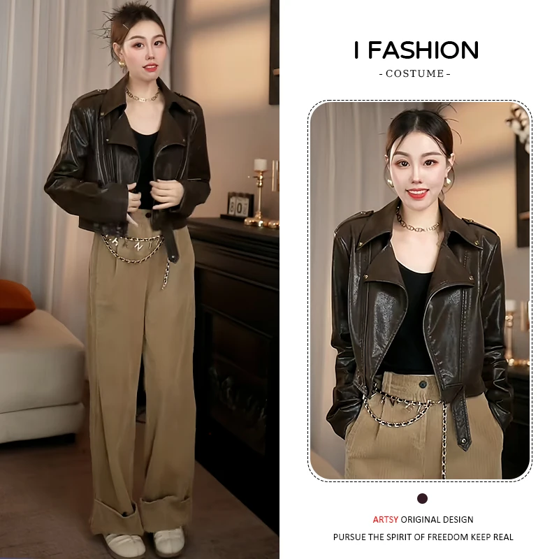 法式复古夹克长袖短外套女2026年春秋新款高级感百搭遮肉拉链上衣