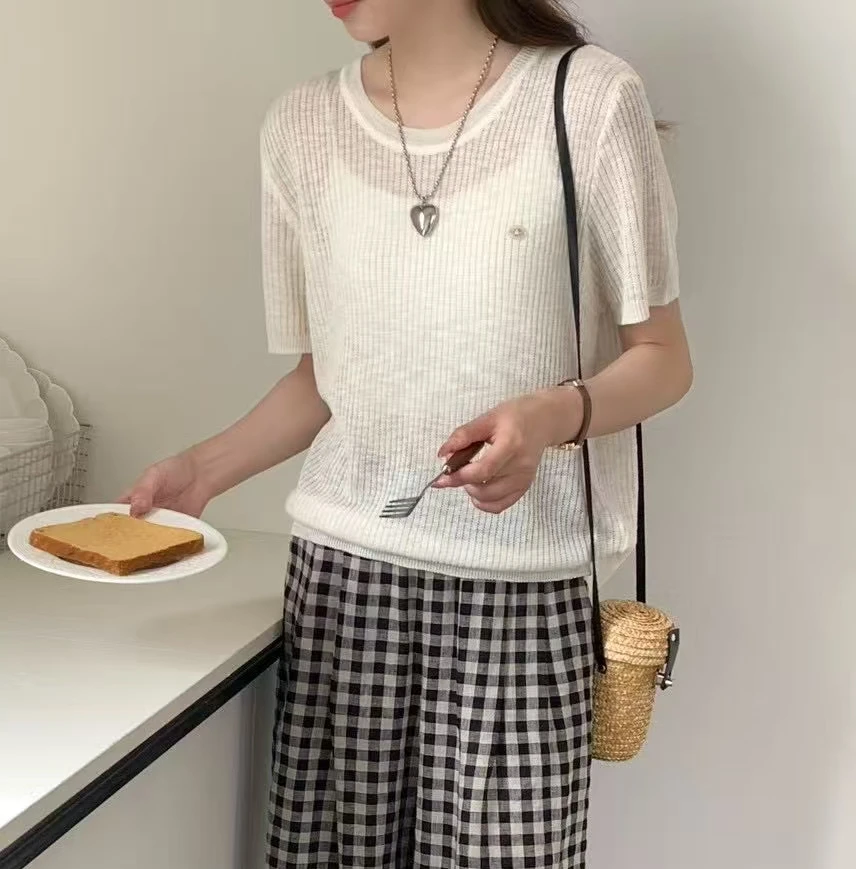 后露背圆领扇贝休闲百搭针织