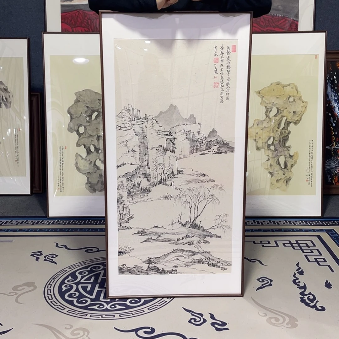 国画手绘画作品带框60/120