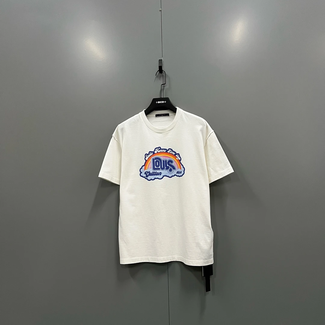 99新 LouisVuitton/路易威登 h95 彩虹字母印花短袖 L码 015363