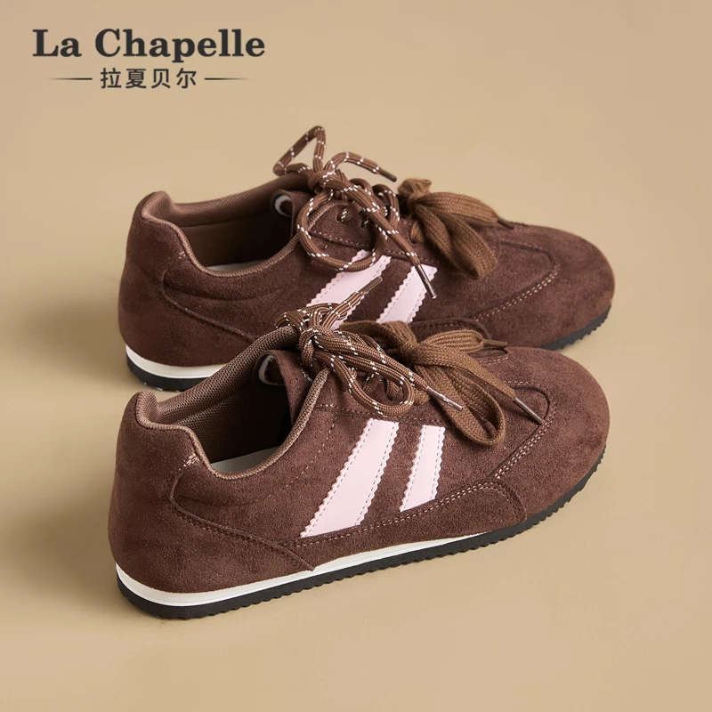 拉夏贝尔冬季新款德训鞋女2025爆款软底增高经典百搭小众复古轻便