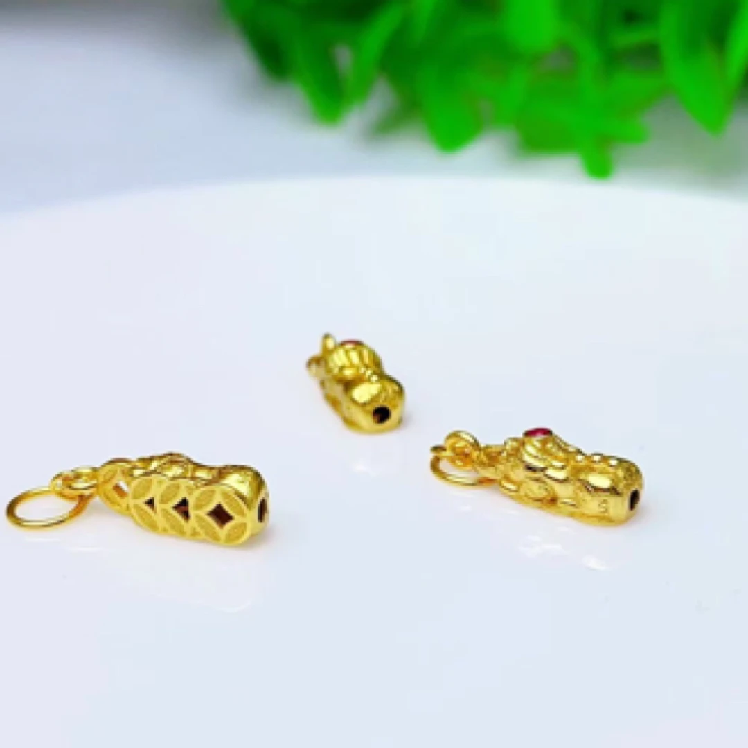 【萌宝饰品】 B755 金色古法钱币貔貅吊坠滴流DIY配件 4*13mm