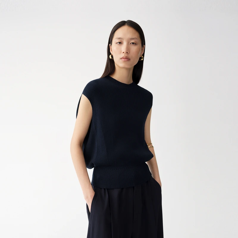 【商场同款】edition2025夏季新款茧型醋酸针织背心#EBE2SWT014