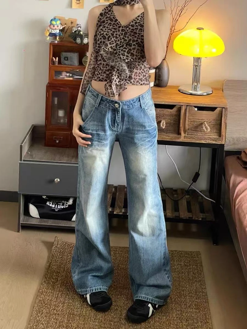 【有瑕疵】秋季常规款牛仔裤大梨形身材裤子毛边长裤设计感宽松
