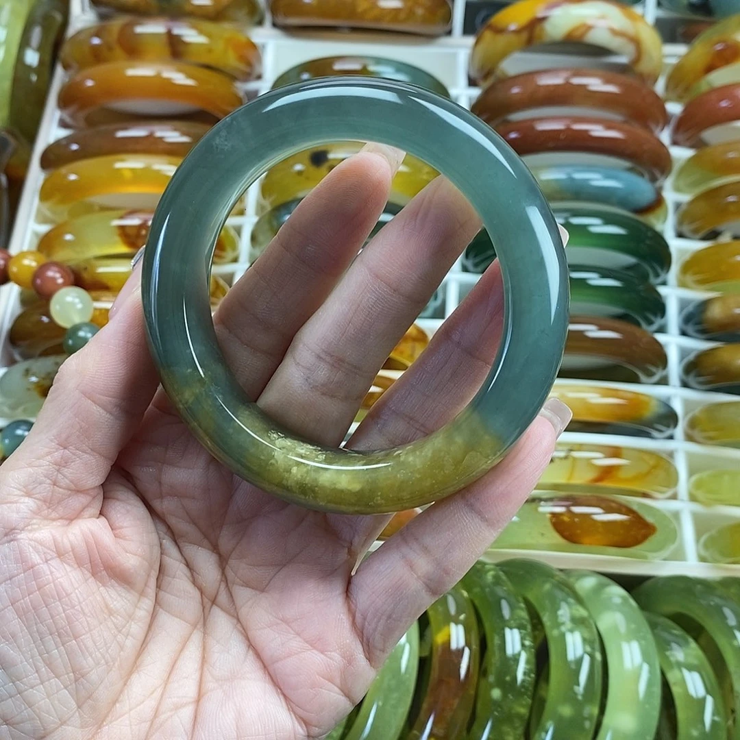 未镶嵌蛇纹石玉手镯青***风