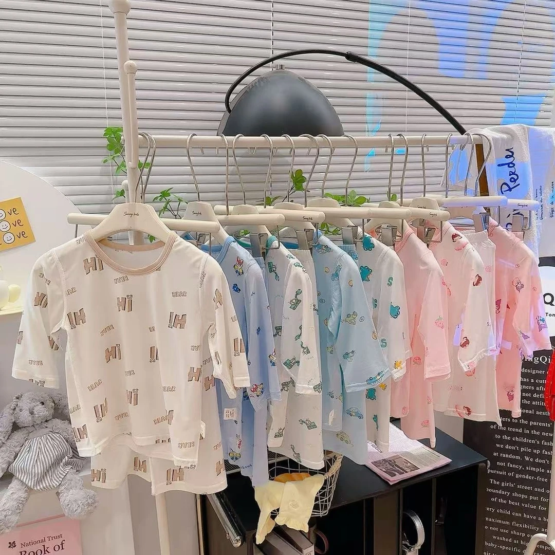 7A抗菌儿童天丝莱赛尔莫代尔七分袖套装休闲家居服夏季空调服冰感