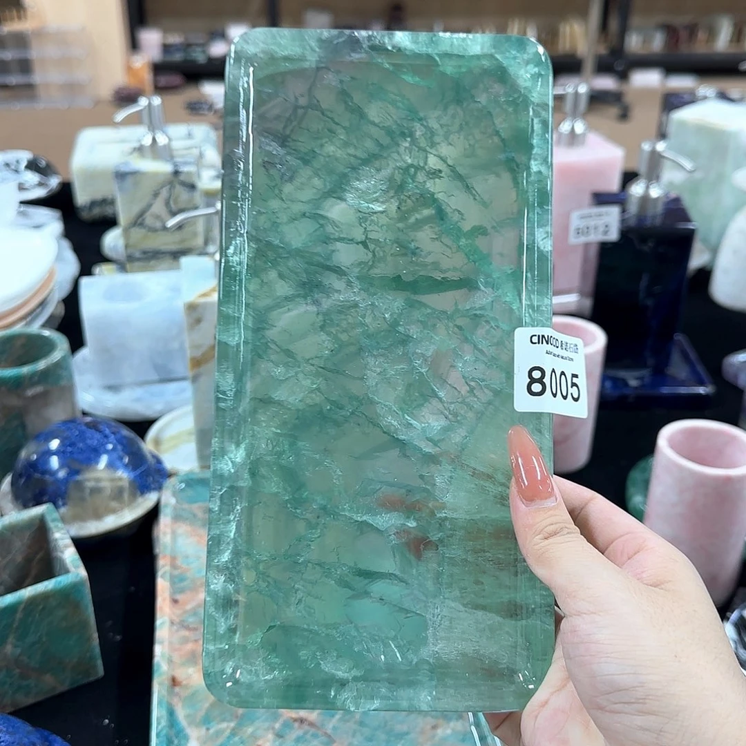石材绿水晶小长方8005