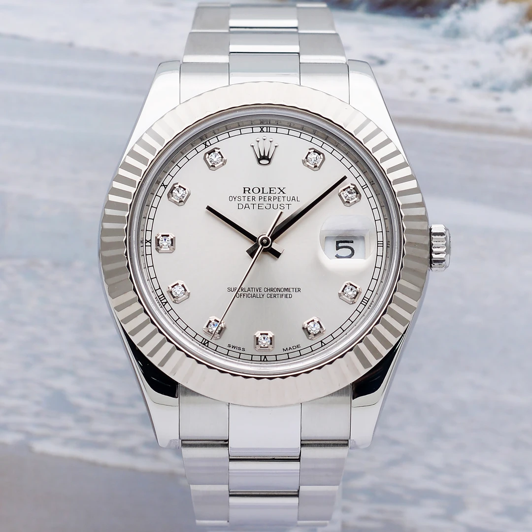99新 Rolex/劳力士 爱换/日志型116334/银白盘间白金41mm机械男表