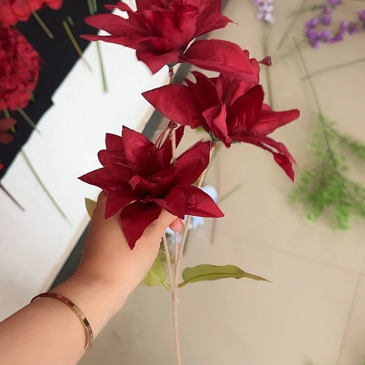 20支 仿真3头小百合红色