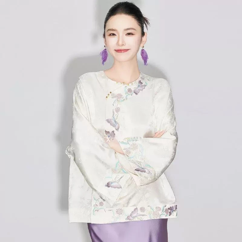 新中式国风百搭重工刺绣提花衬衫