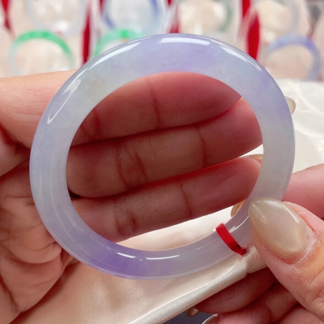 翡翠手镯未镶嵌冰飘妖艳紫51敏 12号