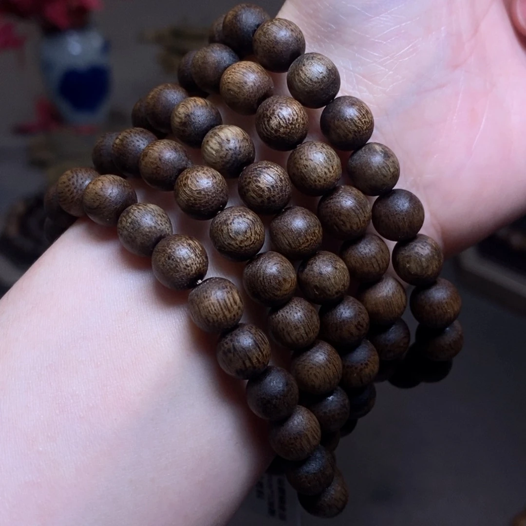 沉香手串越南芽庄绿棋金丝蜜结料0.8×108