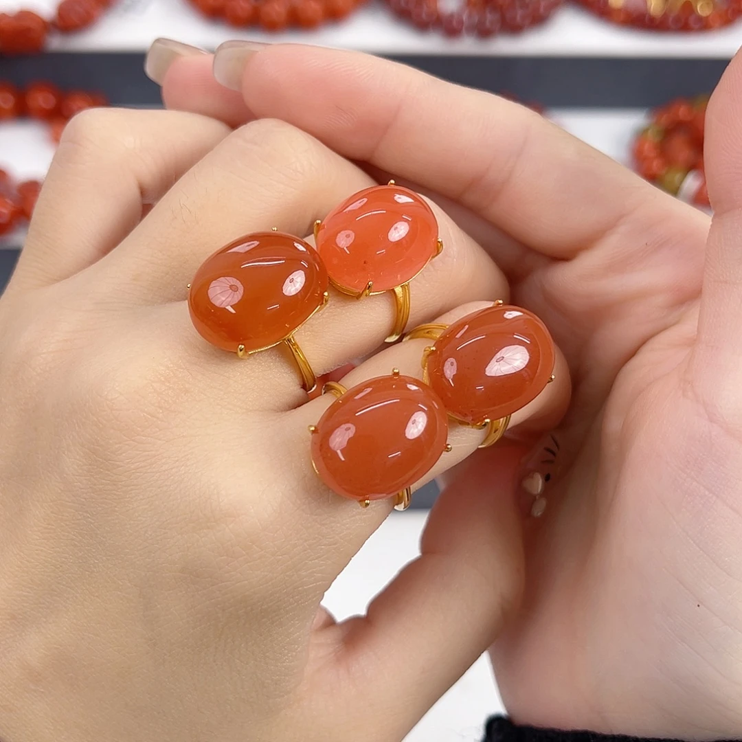 南红玛瑙银S925镶嵌保山戒指（多样性发其一）