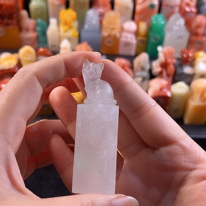 云南石印石手工定制2厘米，猫咪