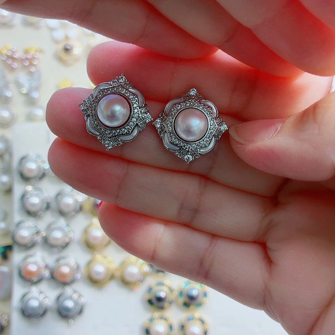 合金淡水珍珠耳饰