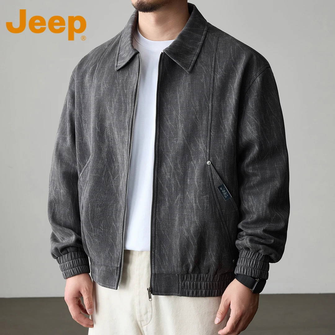 JEEP吉普美式翻领飞行夹克男款春秋宽松潮牌秋装痞帅休闲短款外套