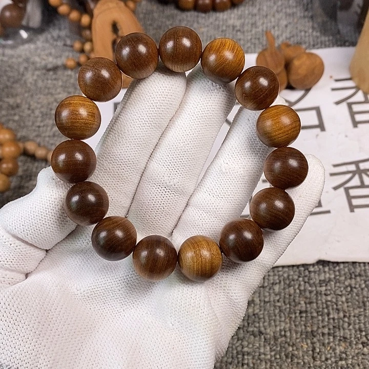 檀香木手串/手链老山檀香沙皮黑肉虎纹药香王1.5沉水