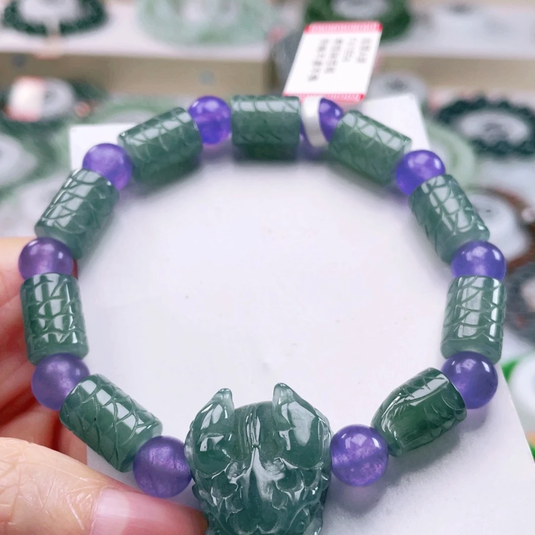 翡翠未镶嵌颈饰天然翡翠手串8.8mm左右