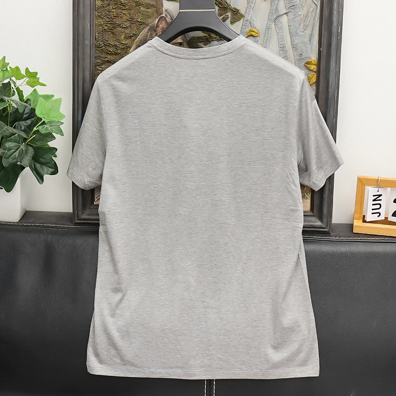 男装尾货夏季柔软舒适百搭圆领灰色休闲短袖T恤5718