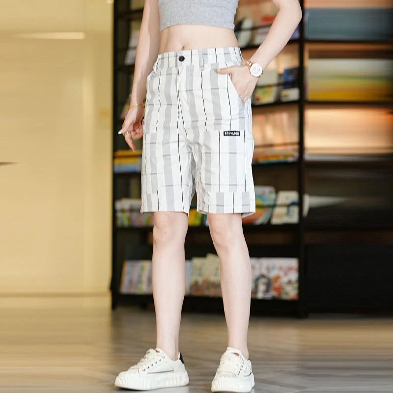 夏季潮流个性时尚六兜休闲裤男2025男士五分宽松百搭直筒短裤格子