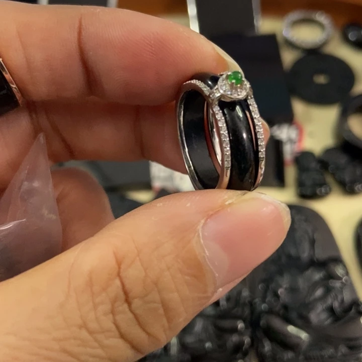 翡翠戒指未镶嵌墨翠17