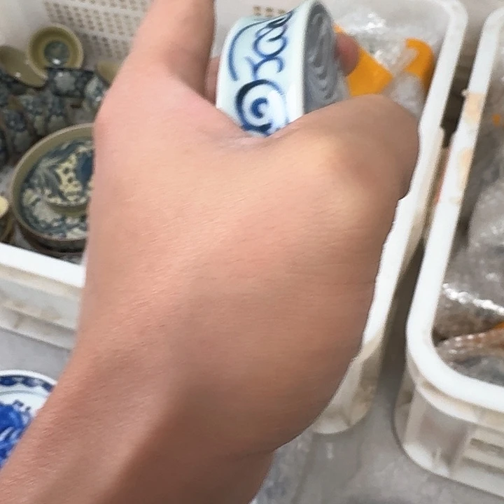 杯青花鱼盖置景德镇微瑕