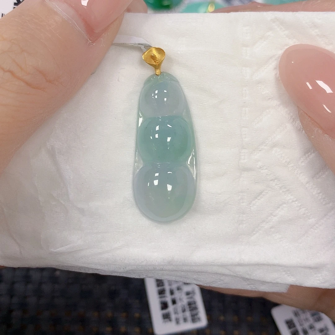 翡翠18K金镶嵌颈饰天然翡翠a货 百元以上9米证书费自理