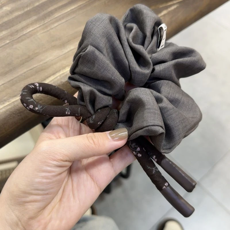 新疆西藏包邮高级复古咖色碎花蝴蝶结大肠发圈洋气显发量头绳韩版